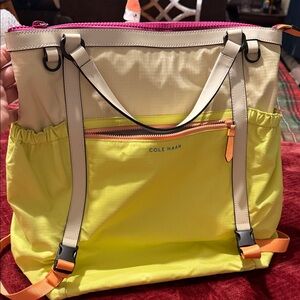 Cole Haan Yellow and Cream Backpack